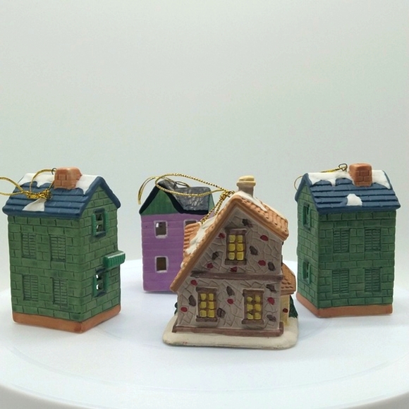 Ornaments Porcelain Christmas Tree Village illuminated Vtg 80's Holiday House - Picture 5 of 7